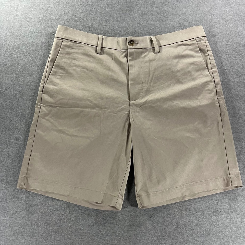 Banana Republic Mens Khaki Chino Shorts Size 34 Tan Stretch Cotton Blend Casual